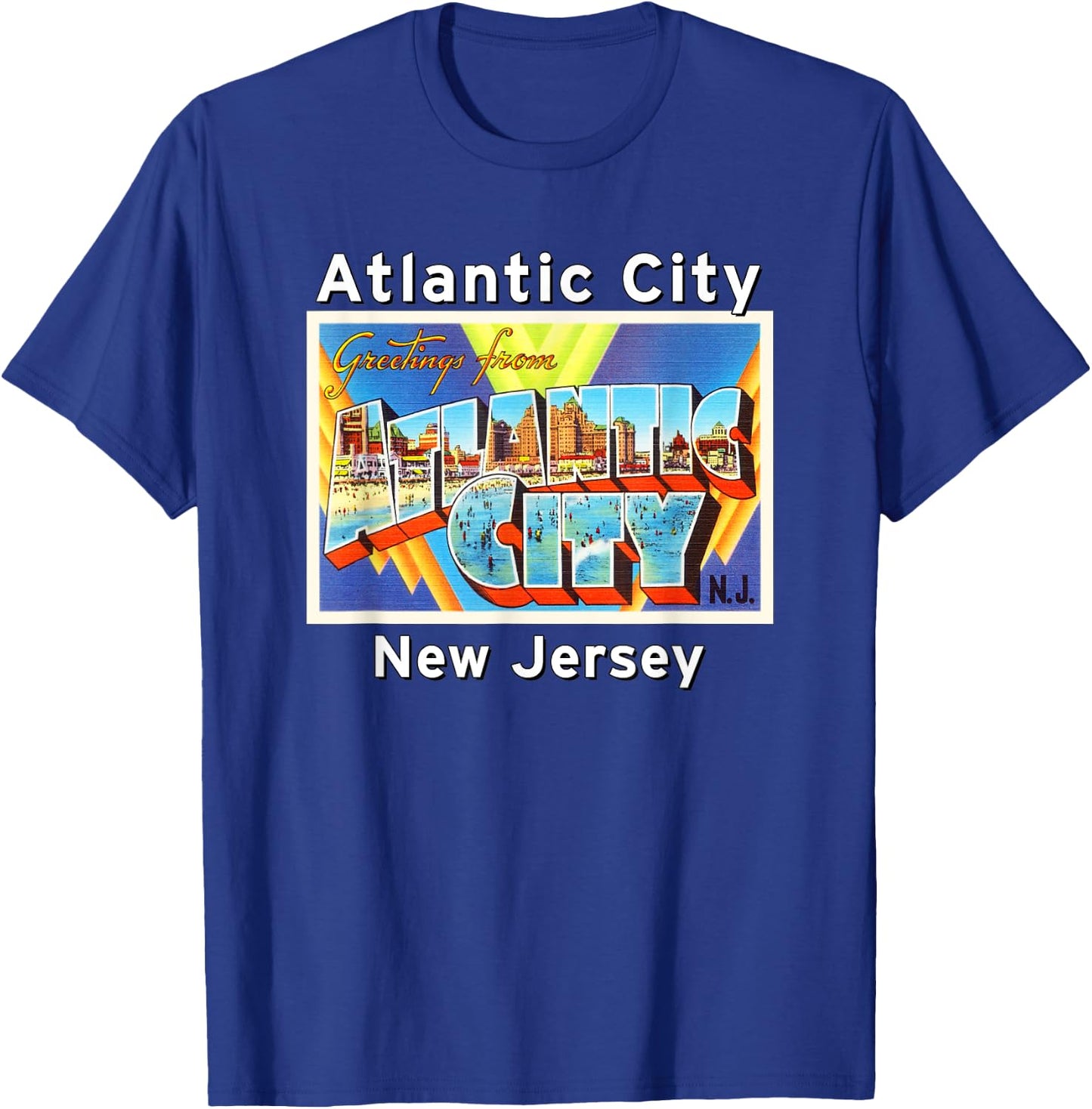Atlantic City New Jersey NJ Large Letter Postcard 2 Gift T-Shirt - T-Shirt | Royal