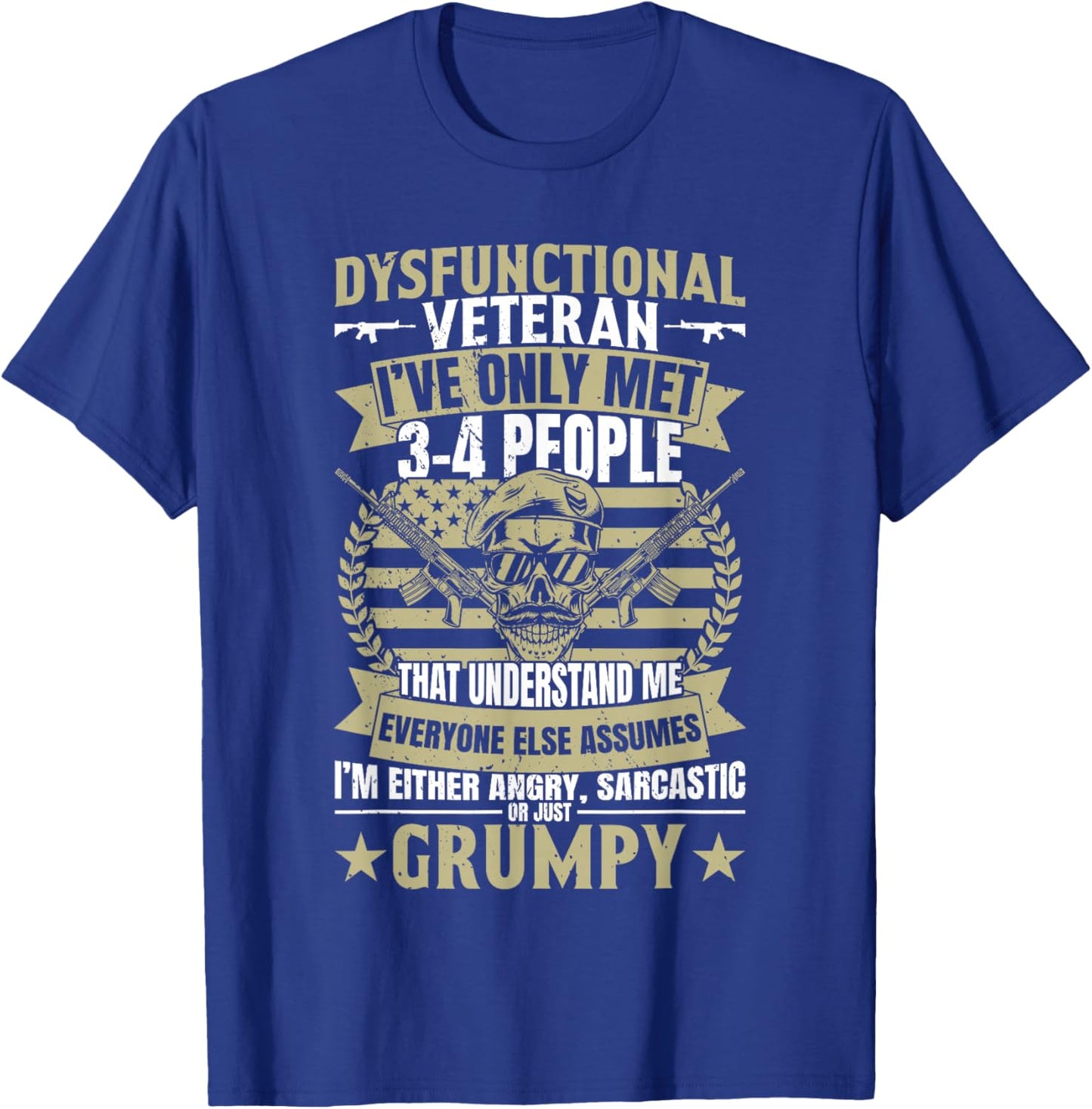 Retired Military Veteran Disgruntled Veteran - -Adults, Black, Small, Short Sleeve T-Shirt - T-Shirt | Royal