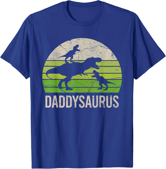 Daddy Dinosaur Funny Dad Daddysaurus 2 Two kids 2020 Gift T-Shirt - T-Shirt | Royal