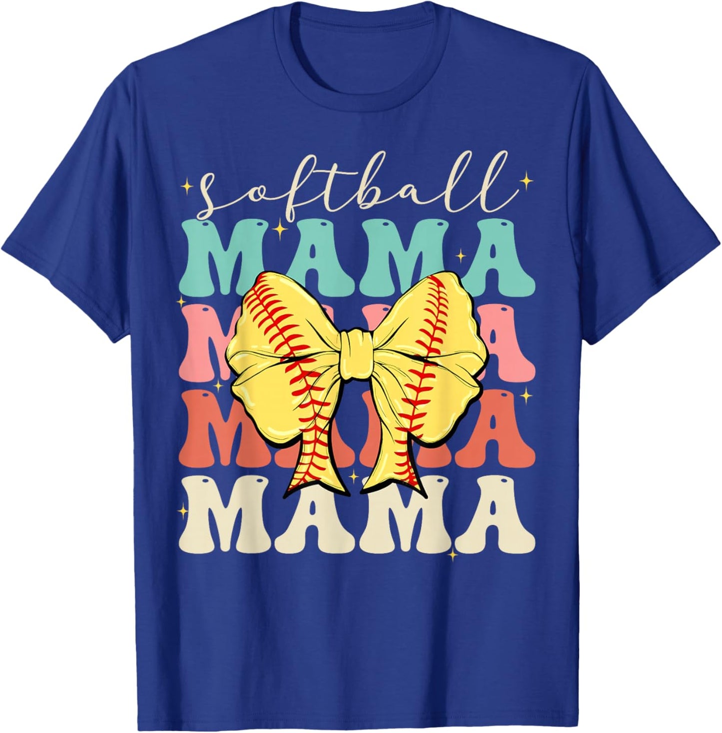 Softball Mama Mvv Mother's Day Softball Mama Retro Groovy Softball Softball Mom T-Shirt - T-Shirt | Royal
