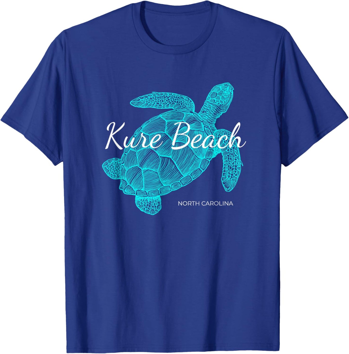 Kure Beach North Carolina Vacation With A Turtle Graphic T-Shirt - T-Shirt | Royal