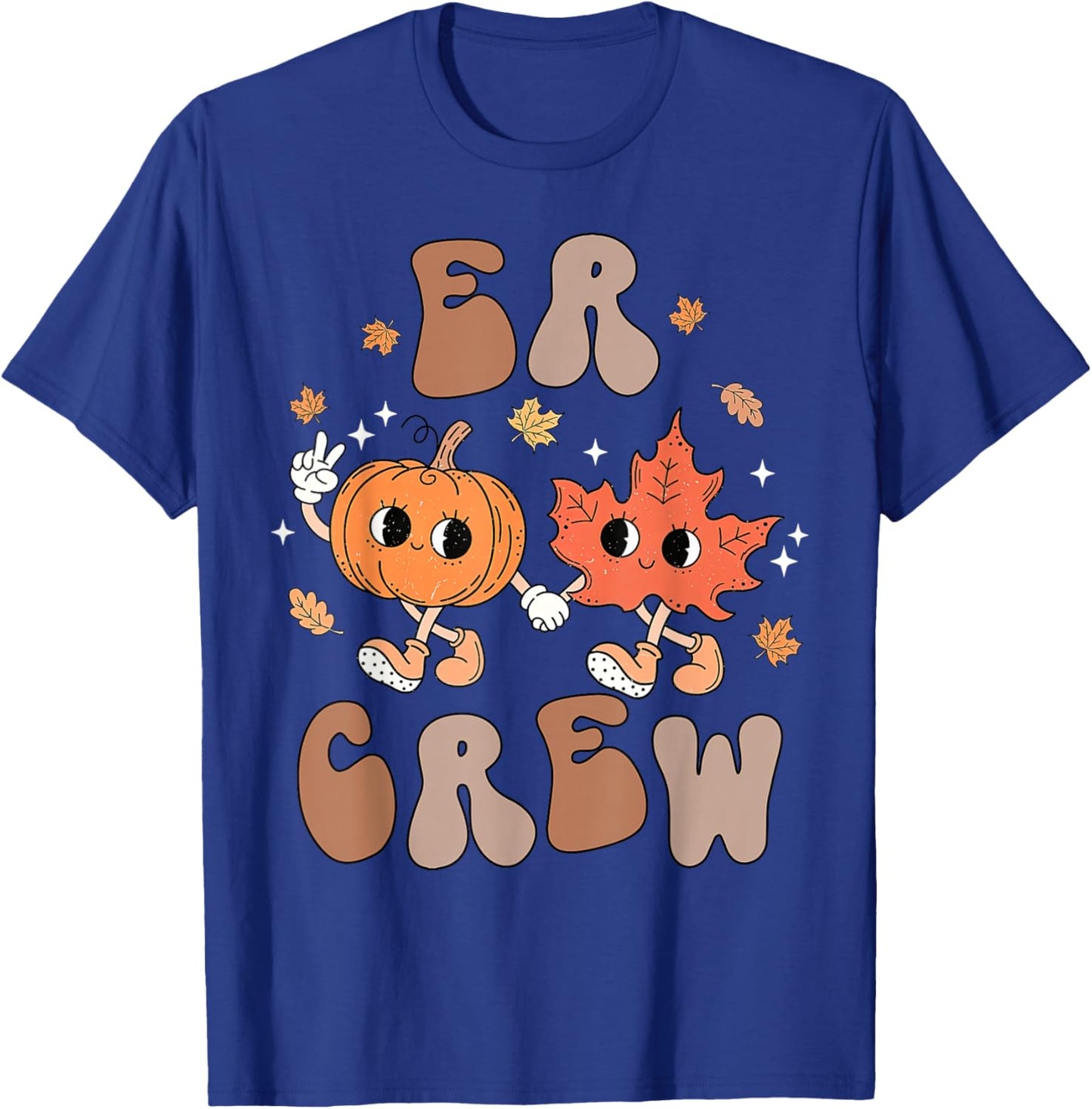 Retro ER Crew Emergency Nurse Pumpkin Fall Thanksgiving T-Shirt - T-Shirt | Royal
