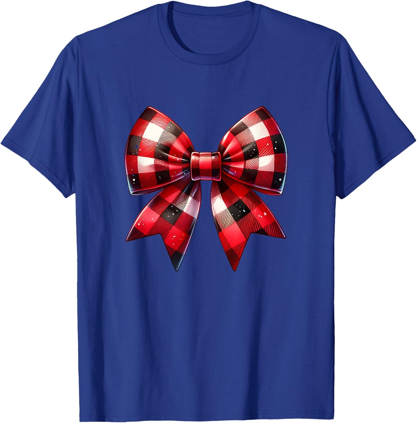 Coquette Bow Christmas Red Buffalo Plaid Xmas T-Shirt - T-Shirt | Royal