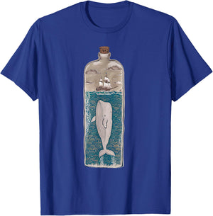 Whale in a Bottle Nautical Ship and Ocean Lovers Vintage T-Shirt - T-Shirt | Royal
