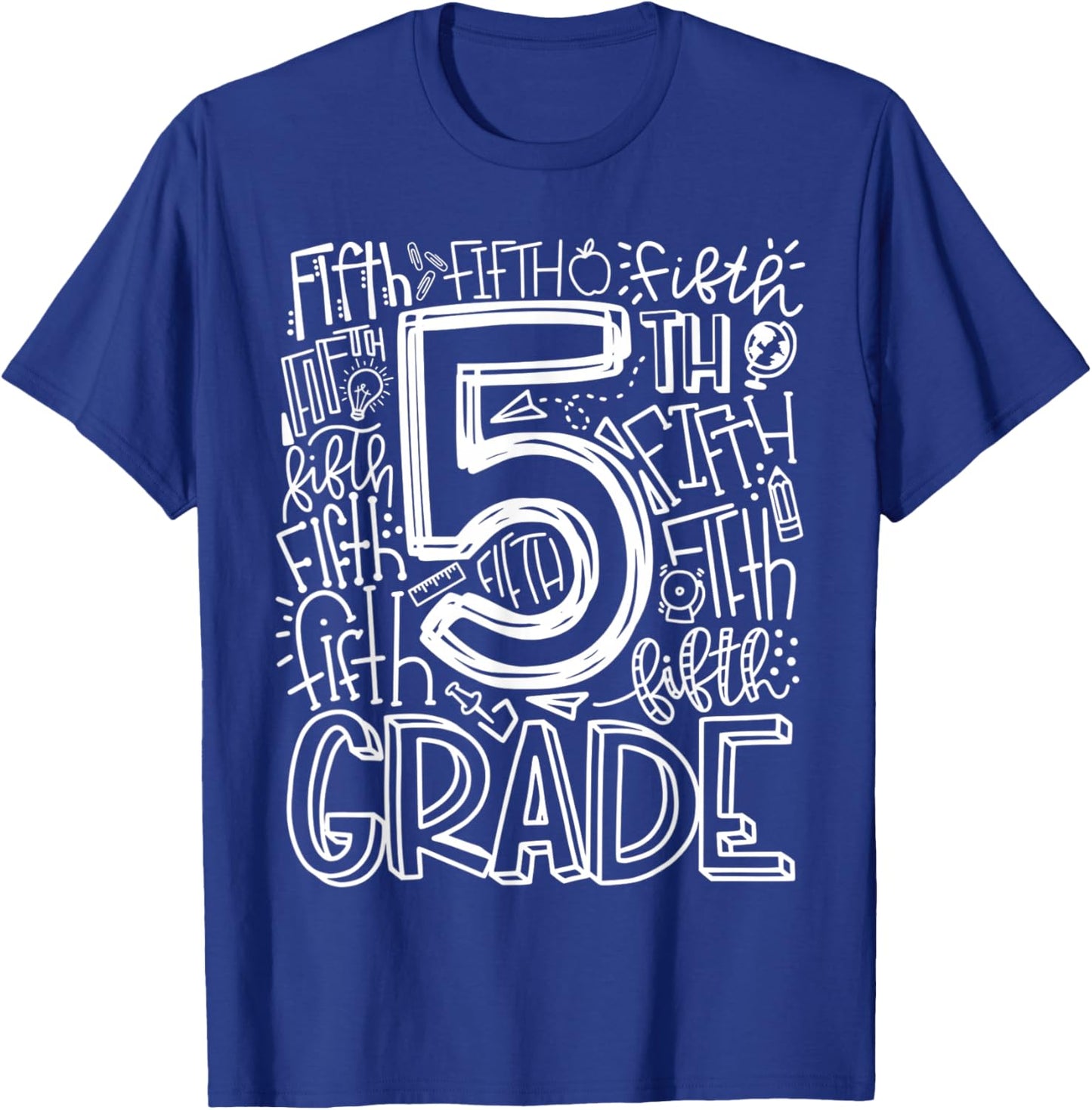 5th Grade Typography Team Fifth Grade Teacher Back to School T-Shirt - T-Shirt | Royal