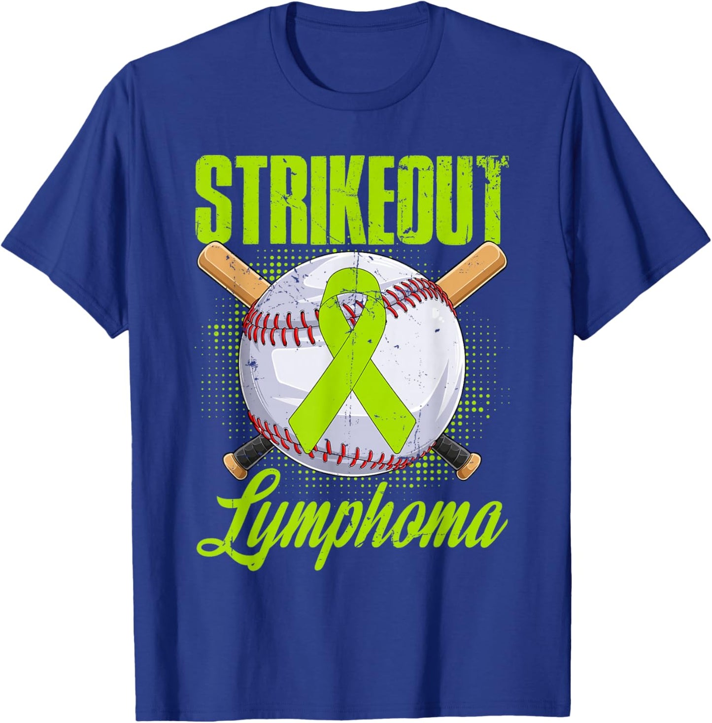 Strikeout Lymphoma Awareness Fighter Warrior Baseball Ball T-Shirt - T-Shirt | Royal