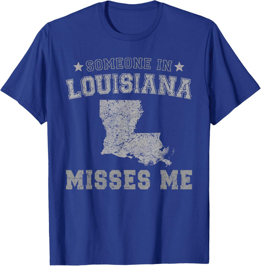 Someone In Louisiana Misses Me Heart Vintage State T-Shirt - T-Shirt | Royal