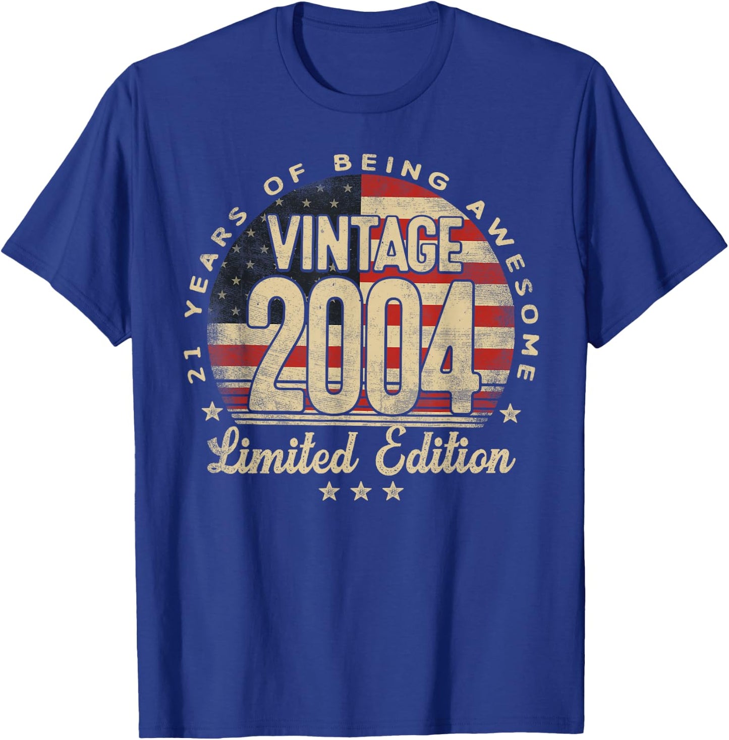 Vintage 2004 Limited Edition 21-Year-Old Gifts USA Flag T-Shirt - T-Shirt | Royal