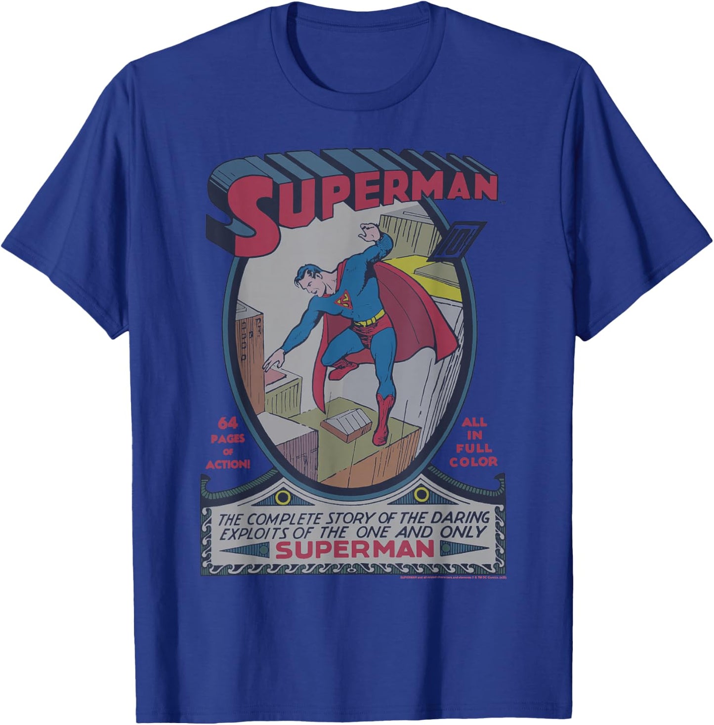 DC Comics Superman 64 Pages Of Action Comic Cover T-Shirt - T-Shirt | Royal