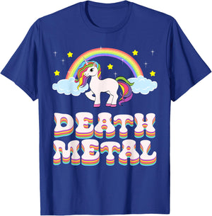 Funny Death Metal Unicorn Rainbow Gift T-Shirt - T-Shirt | Royal