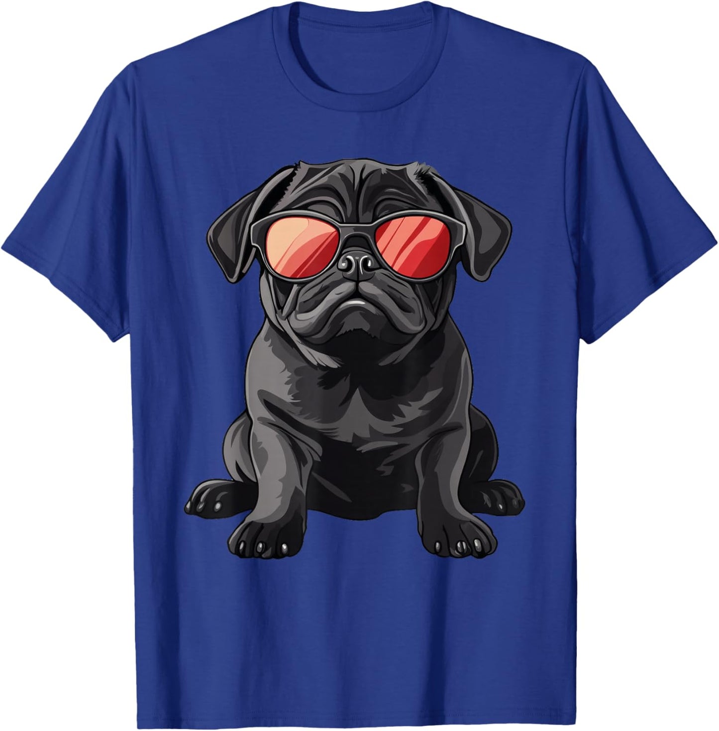 Black Pug Wearing Sunglasses Dog T-Shirt - T-Shirt | Royal