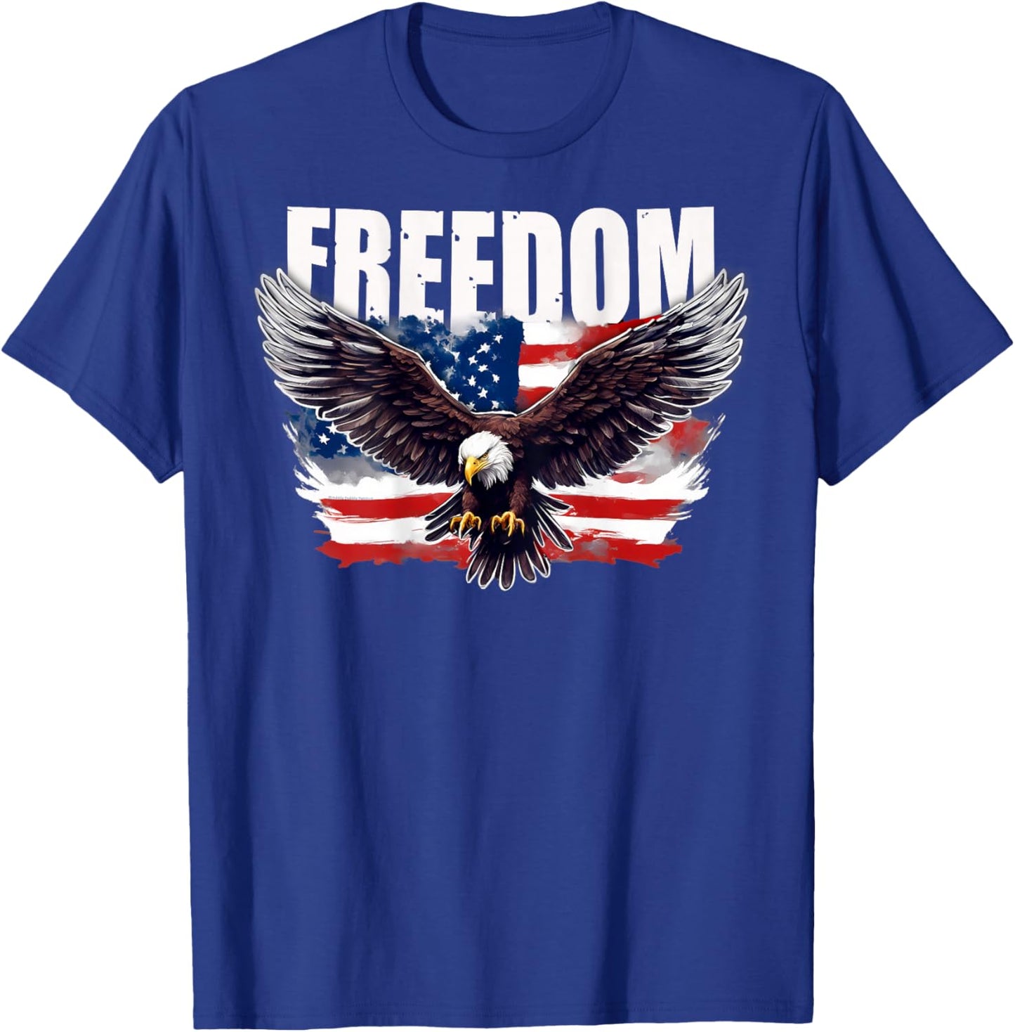 On Back Patriotic American Flag Eagle Freedom 4th of July T-Shirt - T-Shirt | Royal