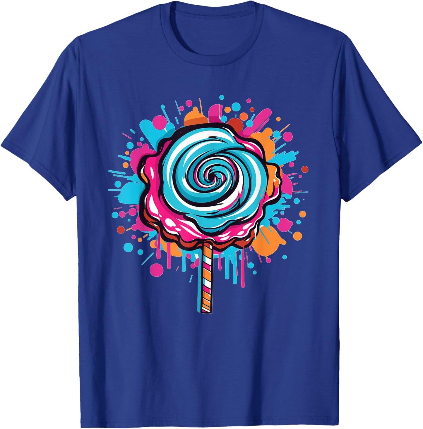 Vibrant Candy Swirl Splash Lollipop Art T-Shirt - T-Shirt | Royal