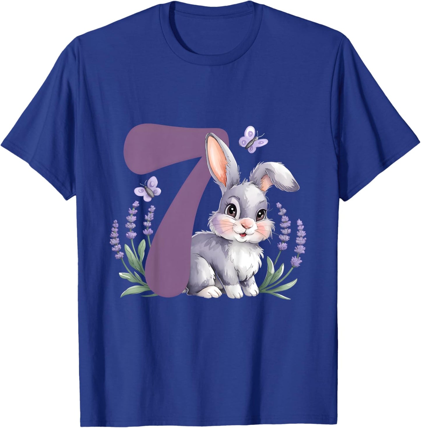 Kinder Süßer Hase mit Blumen 7. Geburtstag Mädchen Geburtstags T-Shirt - T-Shirt | Royal