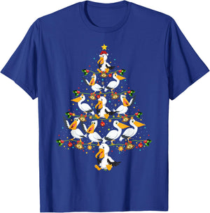 Funny Pelican Birds Lover Xmas Gift Pelican Christmas Tree T-Shirt - T-Shirt | Royal