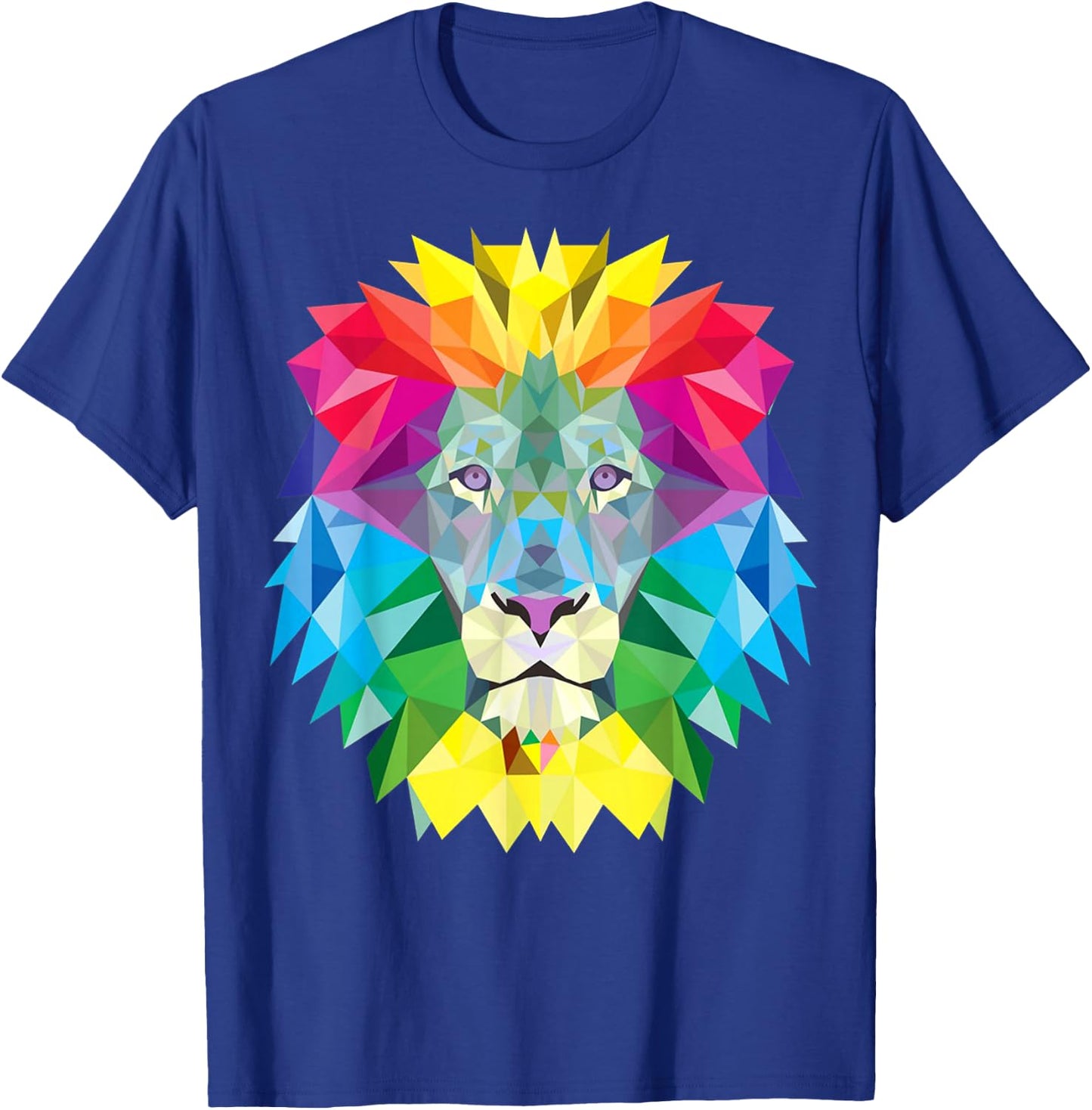 Geometric Rainbow Lion Face T-Shirt - T-Shirt | Royal