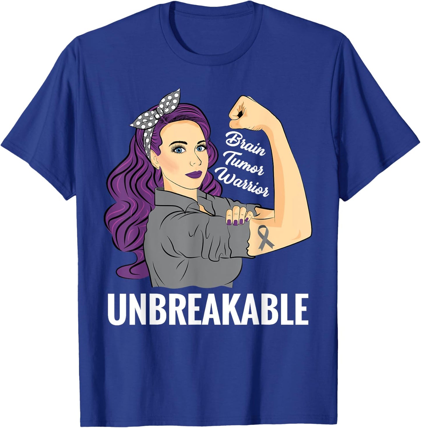 Brain Tumor Awareness Warrior Unbreakable Survivor Shirt T-Shirt - T-Shirt | Royal