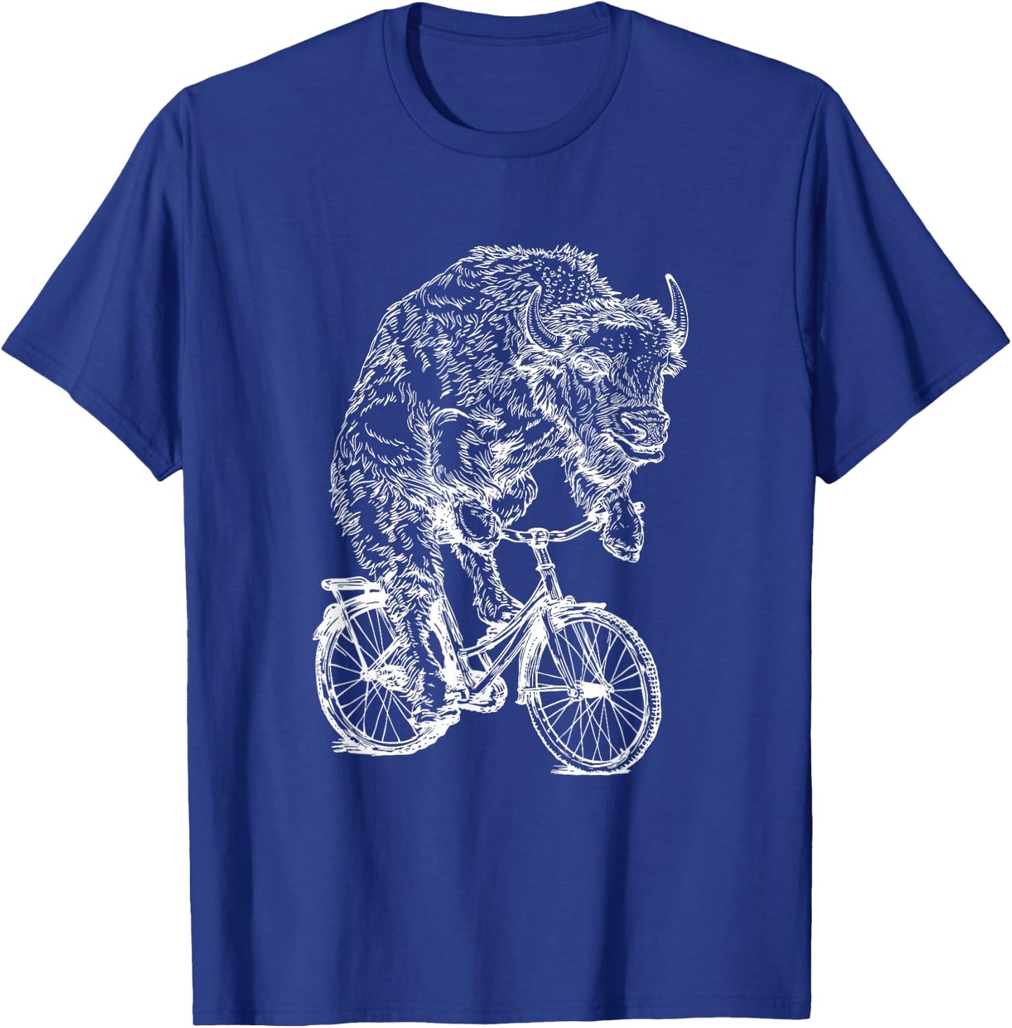 Bison Cycling Bicycle Buffalo Funny Animal Riding Bike T-Shirt - T-Shirt | Royal