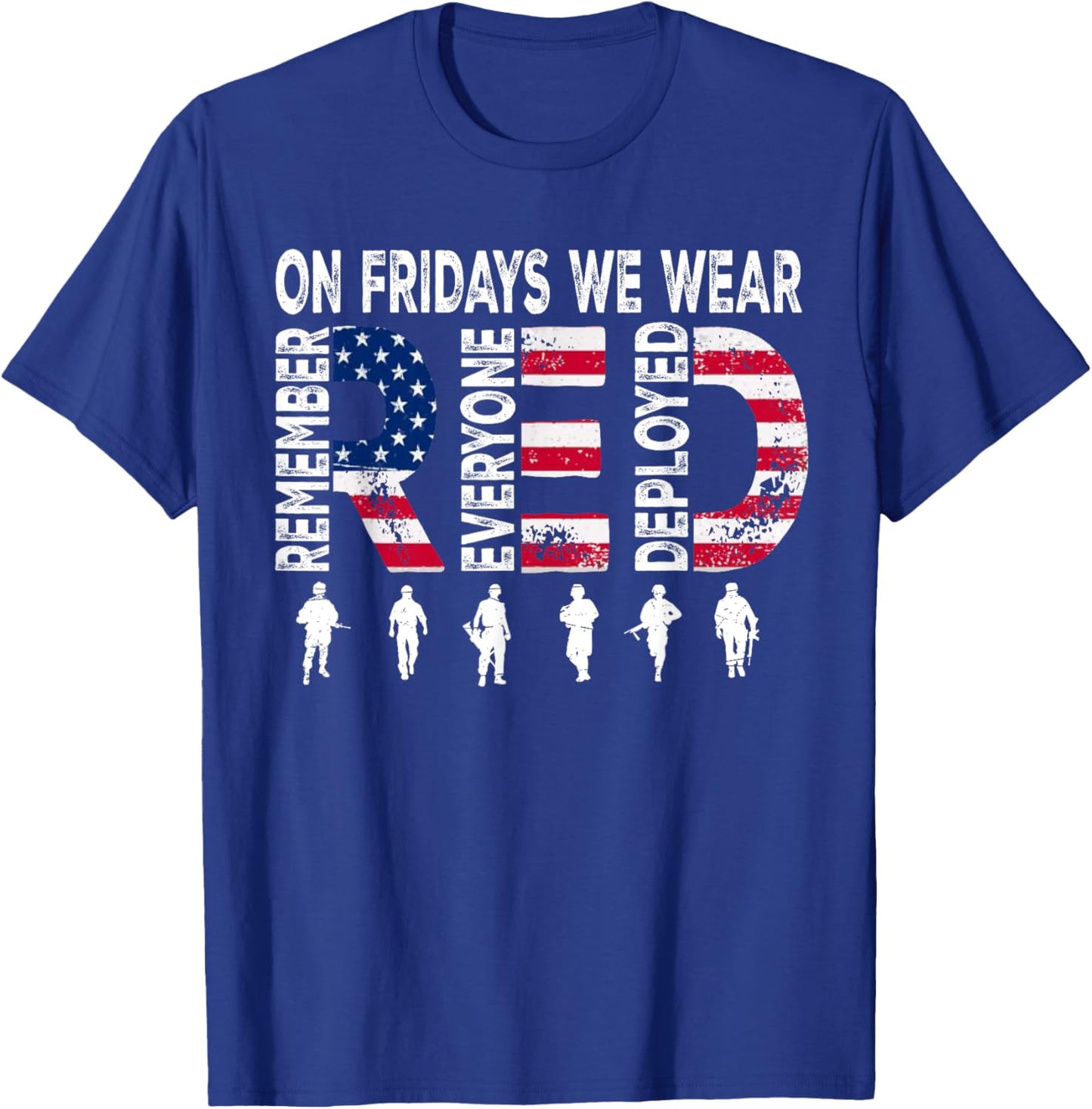 On Friday We Wear Red Friday Military Support troops US Flag T-Shirt - T-Shirt | Royal
