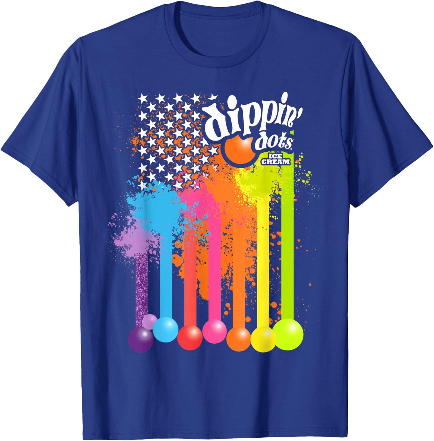 Patriotic USA Flag Dripping Ice Cream Nation Dippin Dots T-Shirt - T-Shirt | Royal