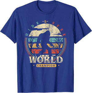Bigfoot Hide and Seek Champion Shirt Sasquatch Camping T-Shirt - T-Shirt | Royal