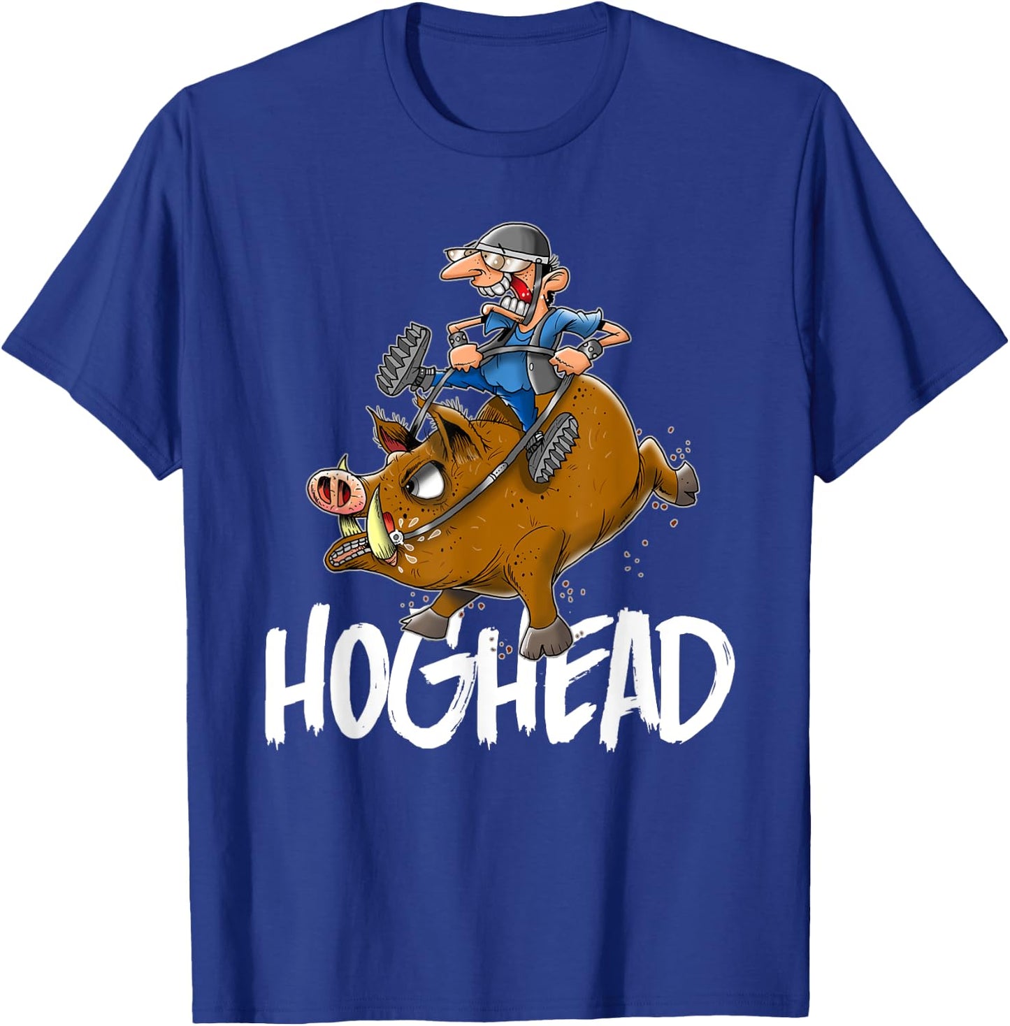 Hog Head Funny Motorcycle Biker Riding His Hog T-Shirt - T-Shirt | Royal