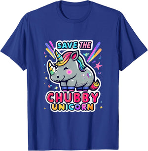 Save Chubby Unicorn Rhino Rainbow Animal Rights Conservation T-Shirt - T-Shirt | Royal