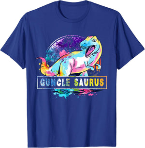 Guncle Saurus Dinosaur T Rex Rainbow Pride Color Gay Uncle T-Shirt - T-Shirt | Royal