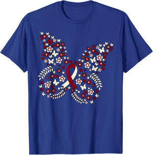 Butterfly Head and Neck Cancer Awareness Survivor Ribbon T-Shirt - T-Shirt | Royal