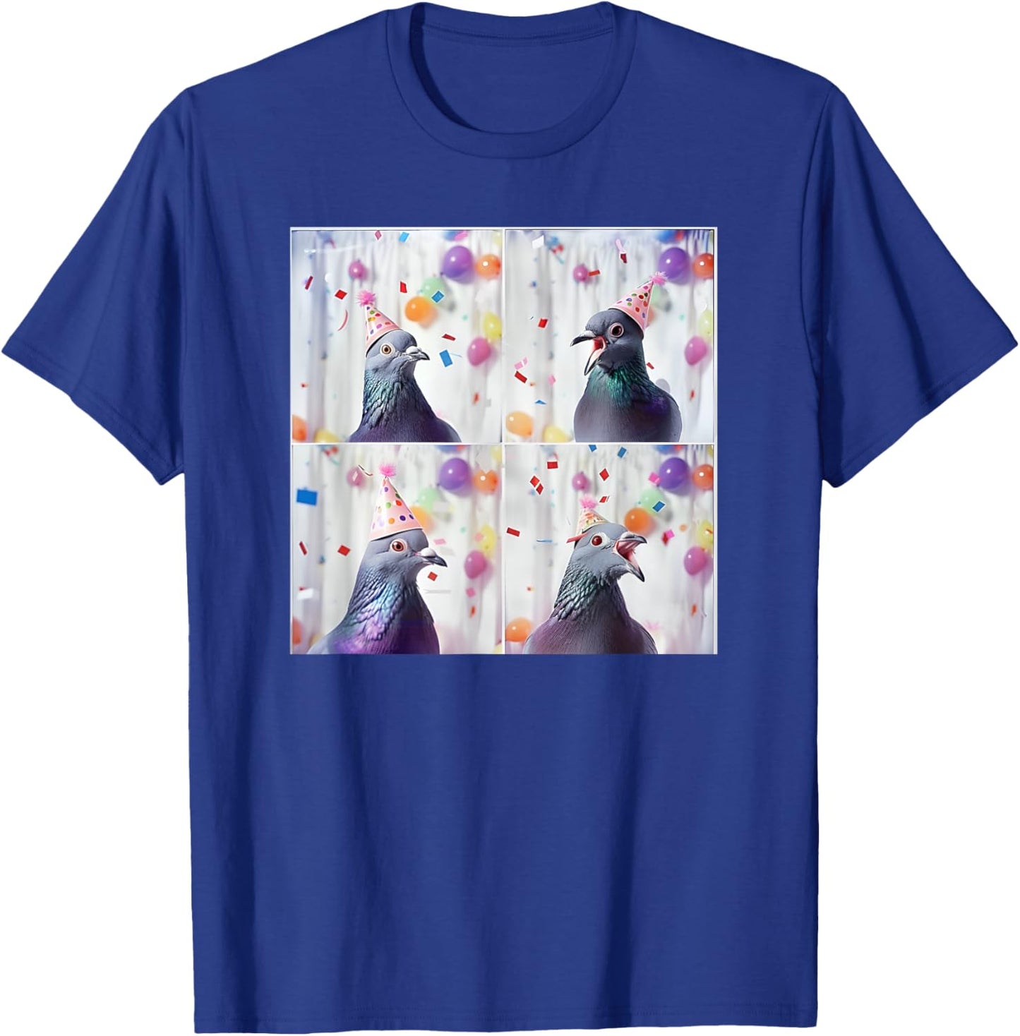 Bird Animal Photobooth Love Pigeons Men Women Kids Pigeon In Hat Party Pigeon Fancier Funny Birthday T-Shirt - T-Shirt | Royal