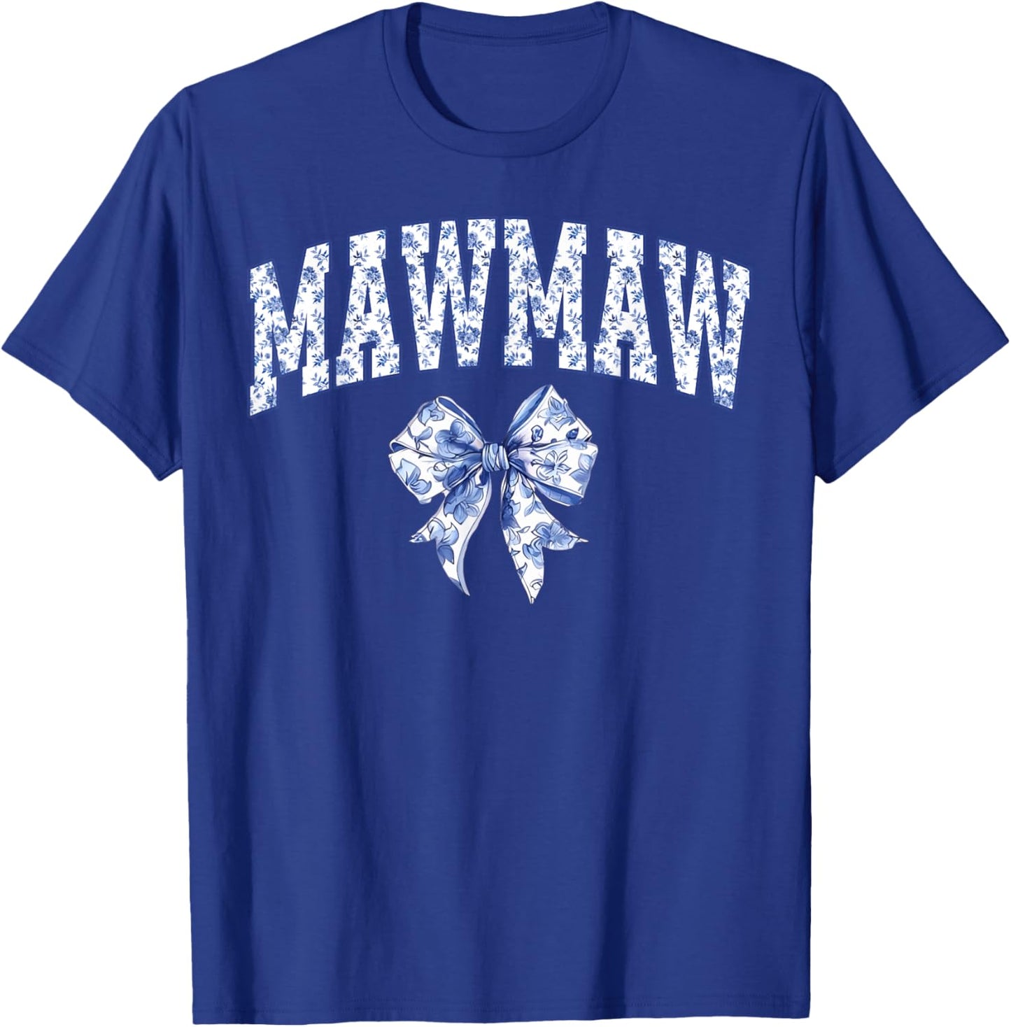 Mawmaw Coquette Toile Blue Bow Floral Family Matching T-Shirt - T-Shirt | Royal