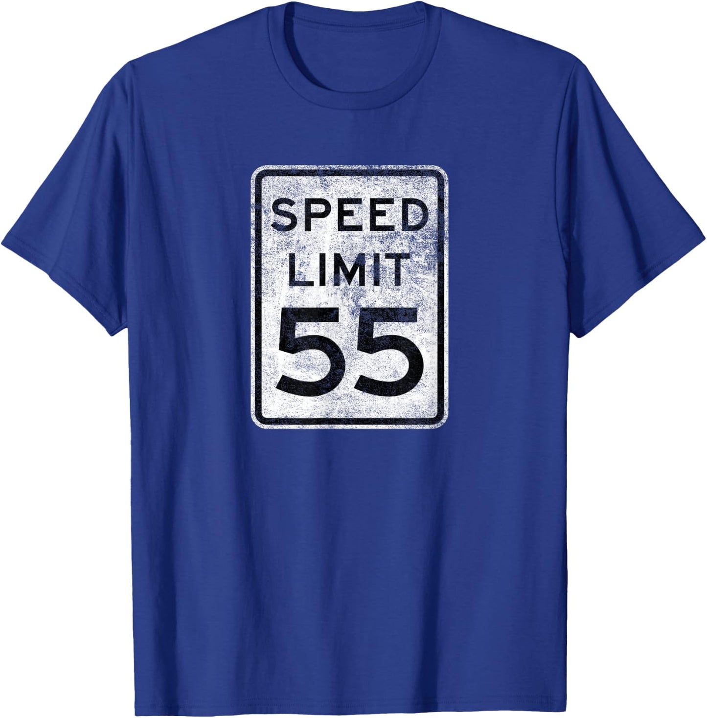 Speed Limit 55 MPH Road Sign Driving Fan Graphic T-Shirt - T-Shirt | Royal