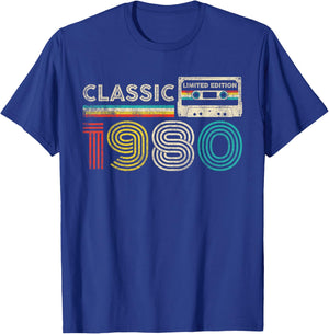 Classic 1980 Retro Birthday Idea 1980 Cassette Tape Vintage T-Shirt - T-Shirt | Royal