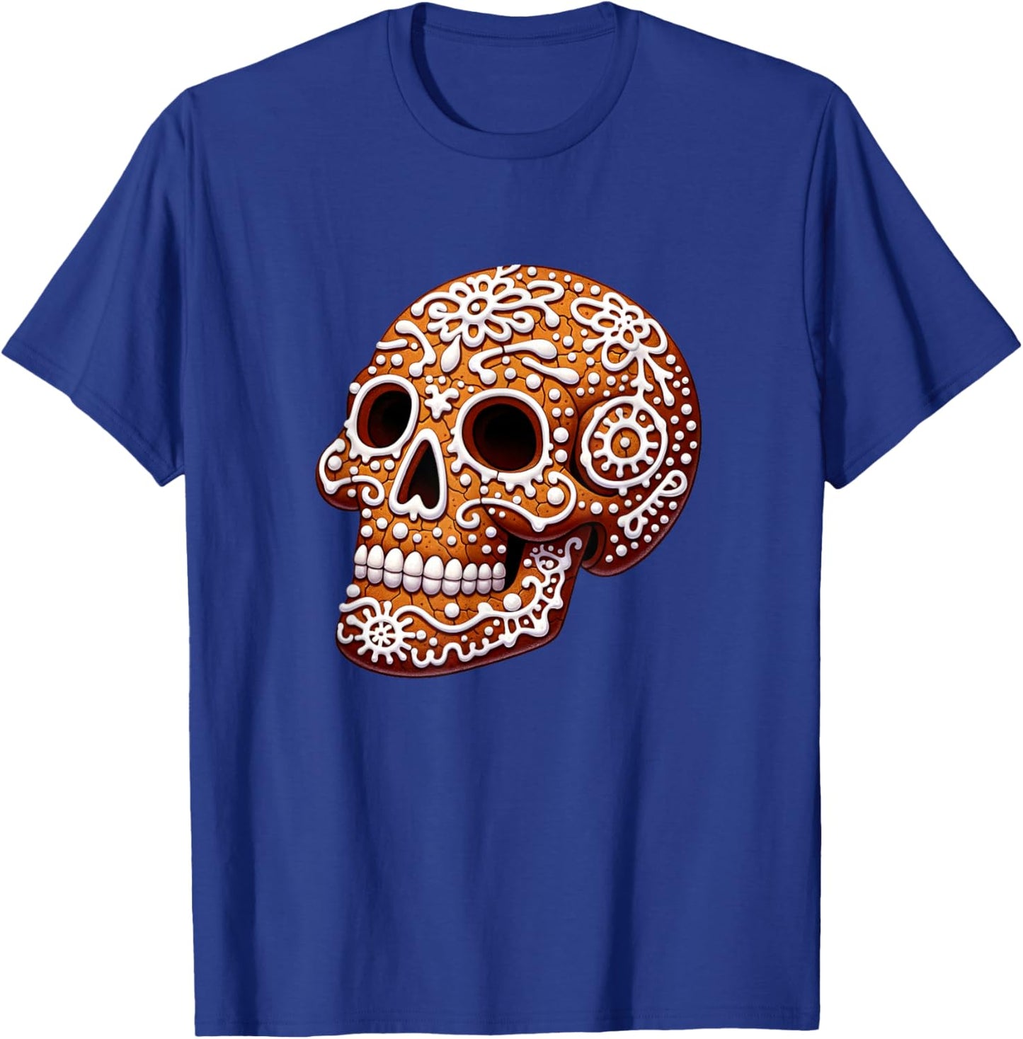 Gingerbread Skull Creepy Christmas Cookie Baking Holiday T-Shirt - T-Shirt | Royal