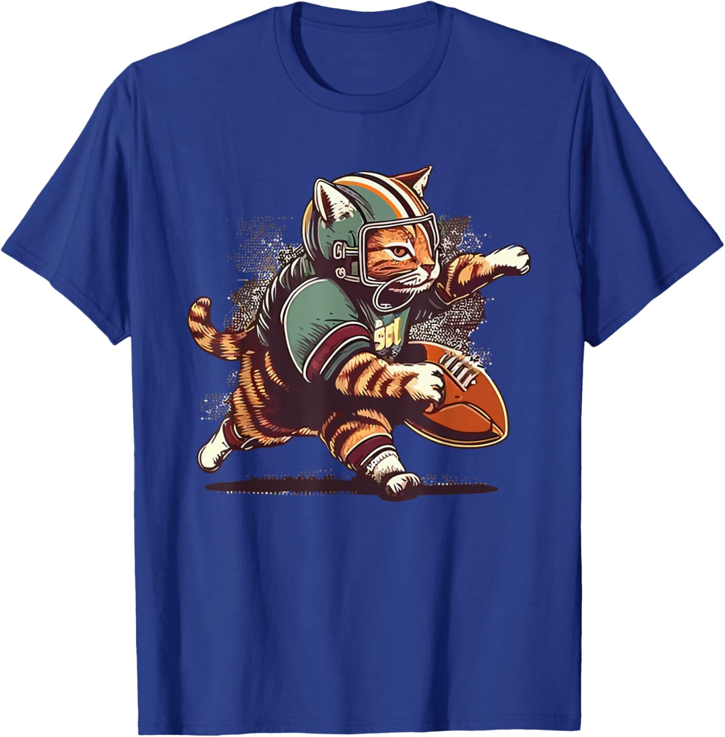 Cat Playing American Football T-Shirt - T-Shirt | Royal