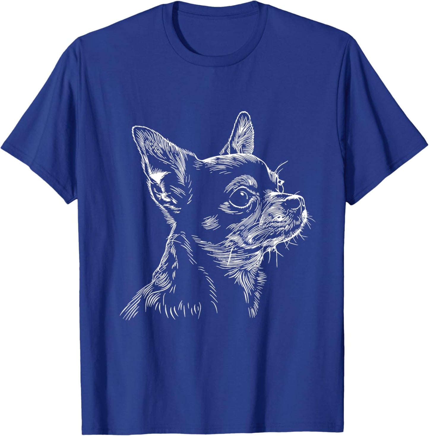 Chihuahua Dog Face Line Art Design , Small, Black T-Shirt - T-Shirt | Royal