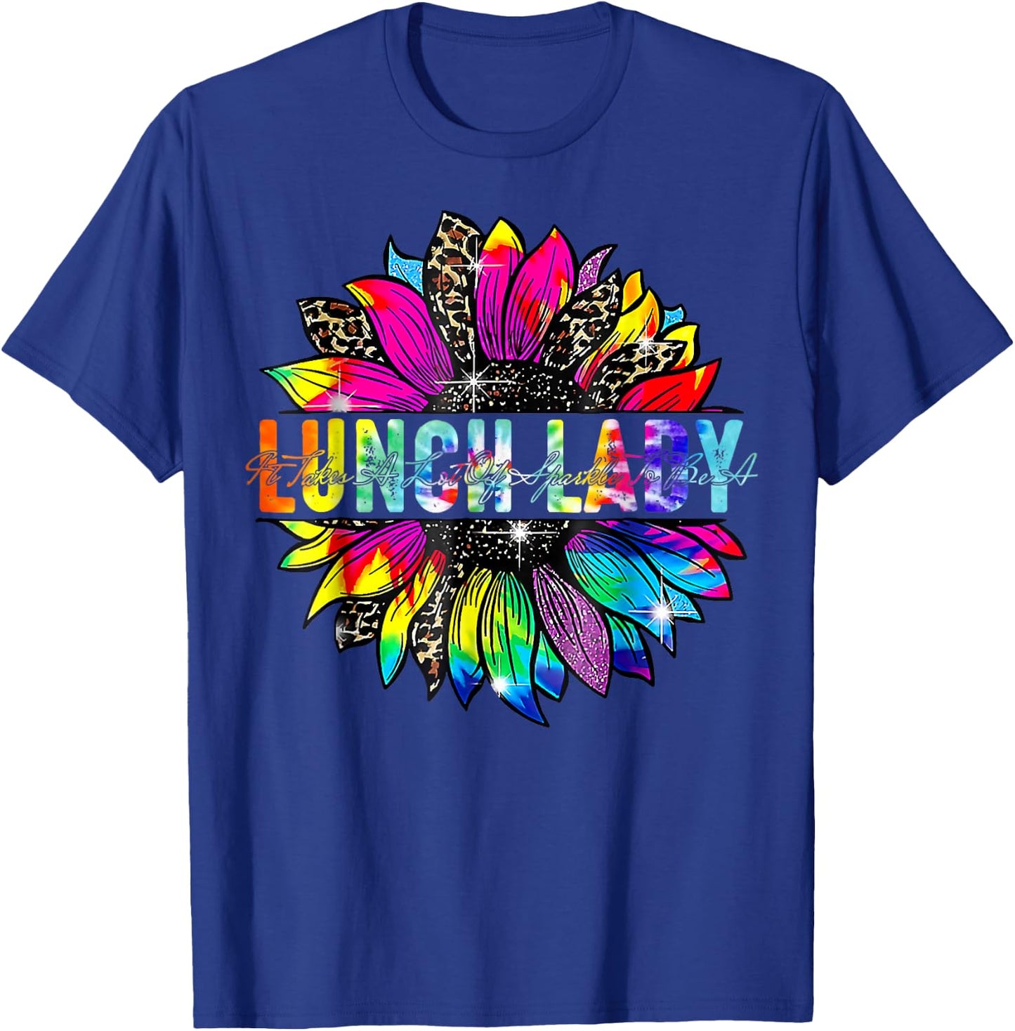Lunch Lady Sunflower Leopard Tie Dye Back To School T-Shirt - T-Shirt | Royal