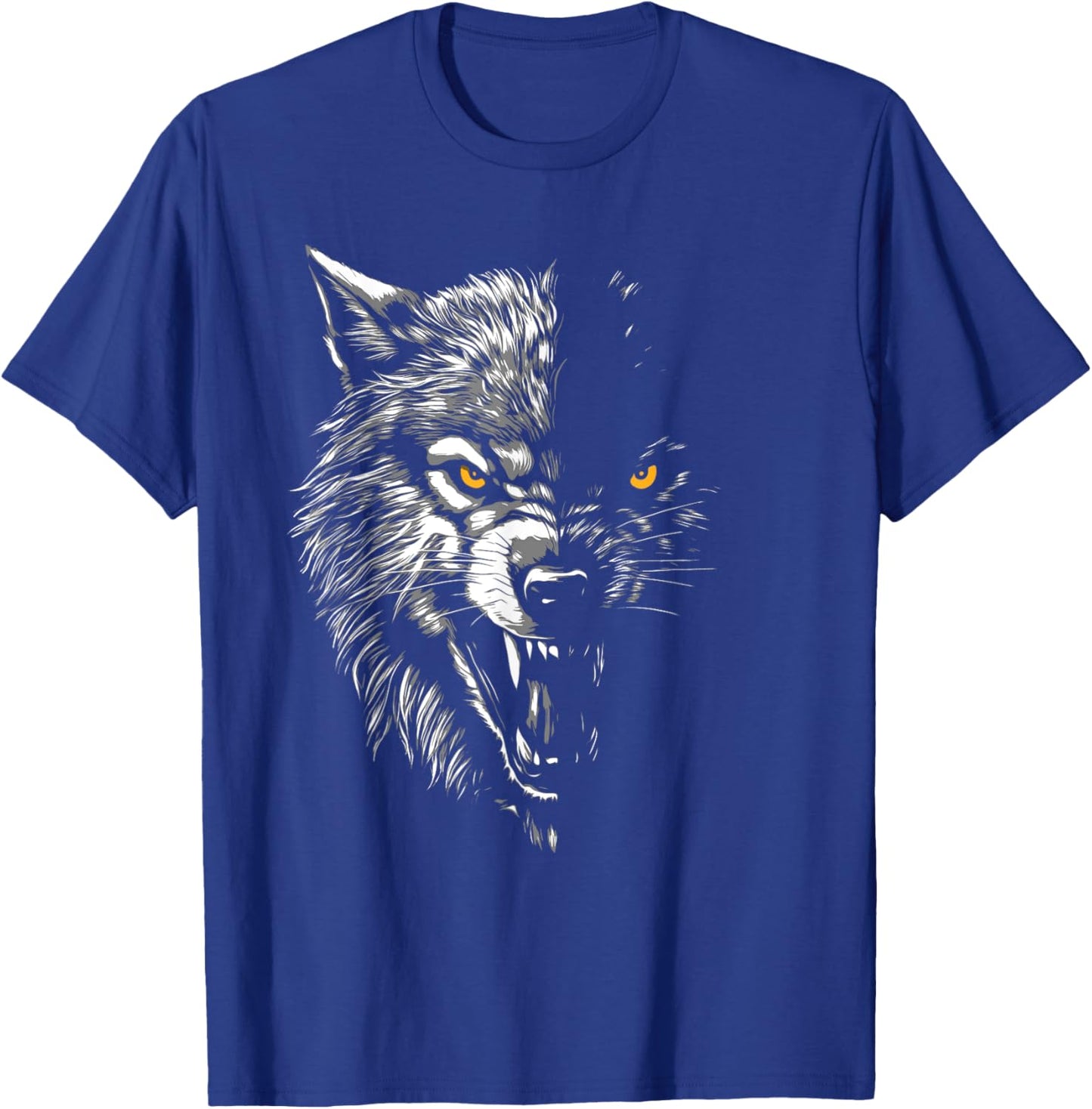 Wolf Face - Wildlife Animal Lover Hunter Camper Hiker T-Shirt - T-Shirt | Royal