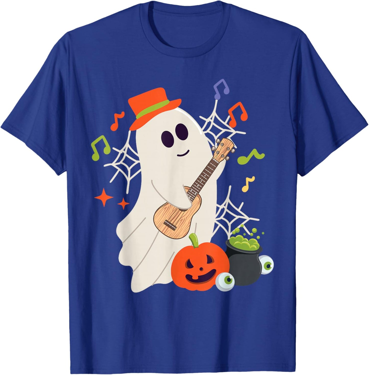 Hawaiian Ukulele Uke Halloween Ghost T-Shirt - T-Shirt | Royal