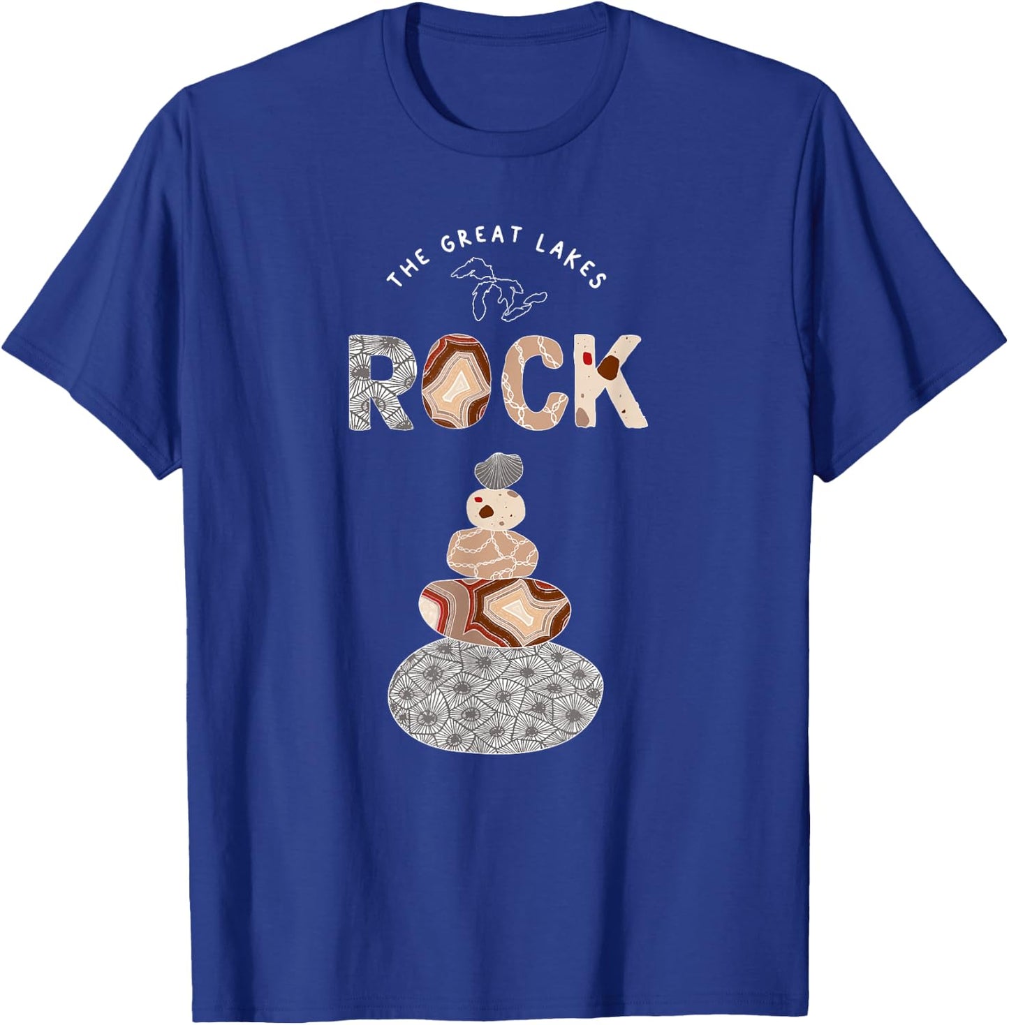 Great Lakes Rock Colored Rock Stack Petoskey Stone Agate T-Shirt - T-Shirt | Royal