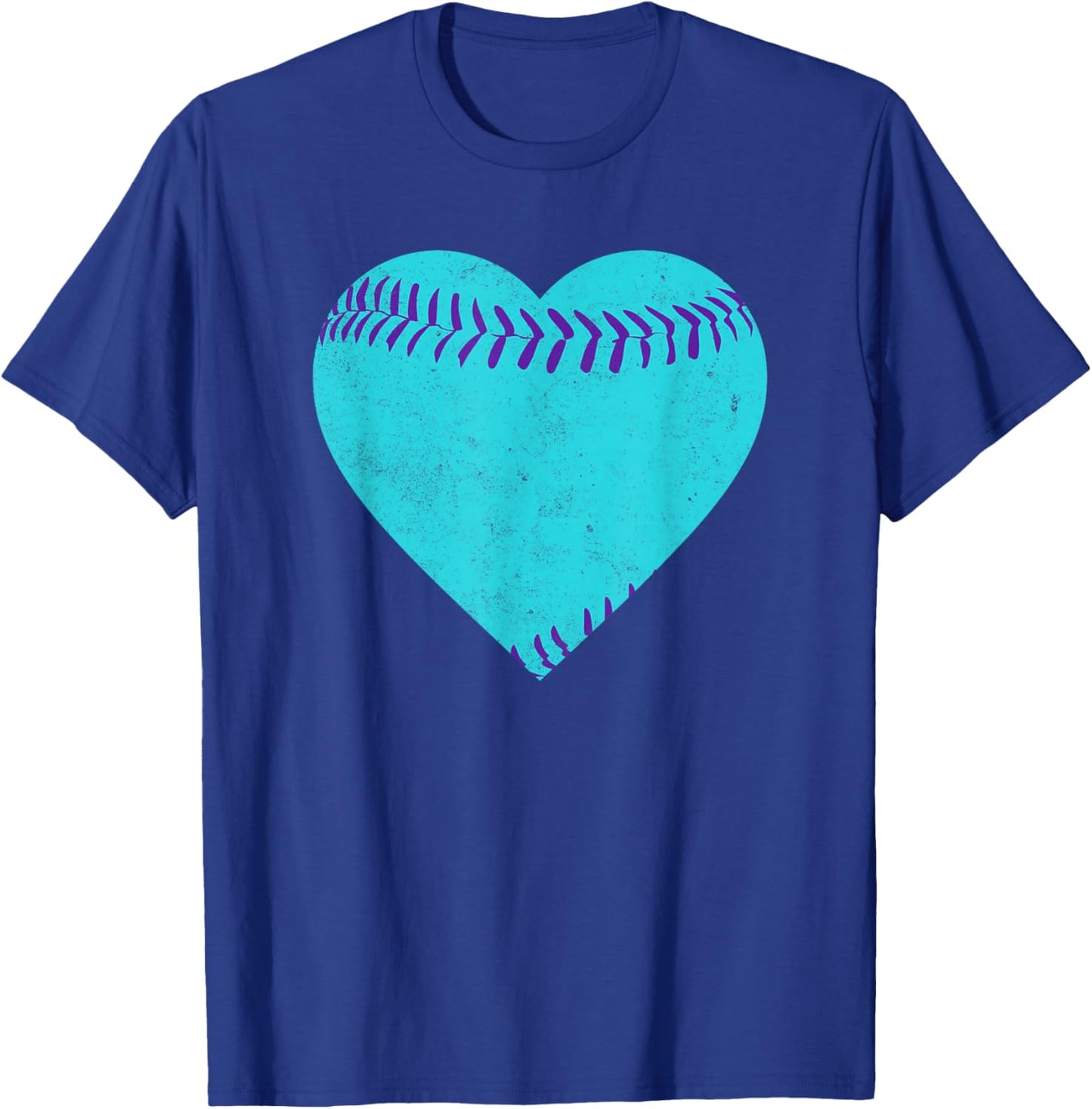 Vintage Teal and Purple Baseball Heart T-Shirt - T-Shirt | Royal