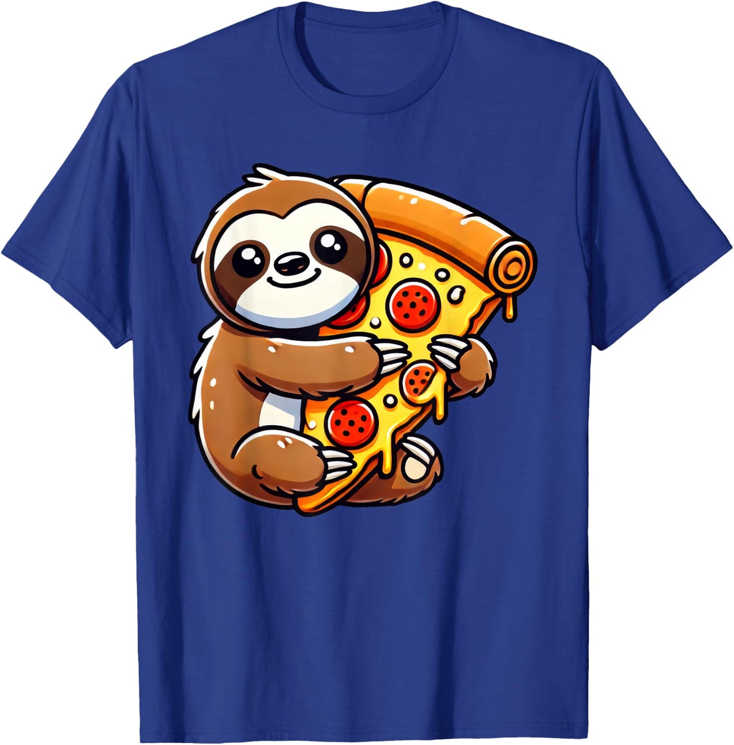 Cute Sloth Holding A Pizza Slice T-Shirt - T-Shirt | Royal