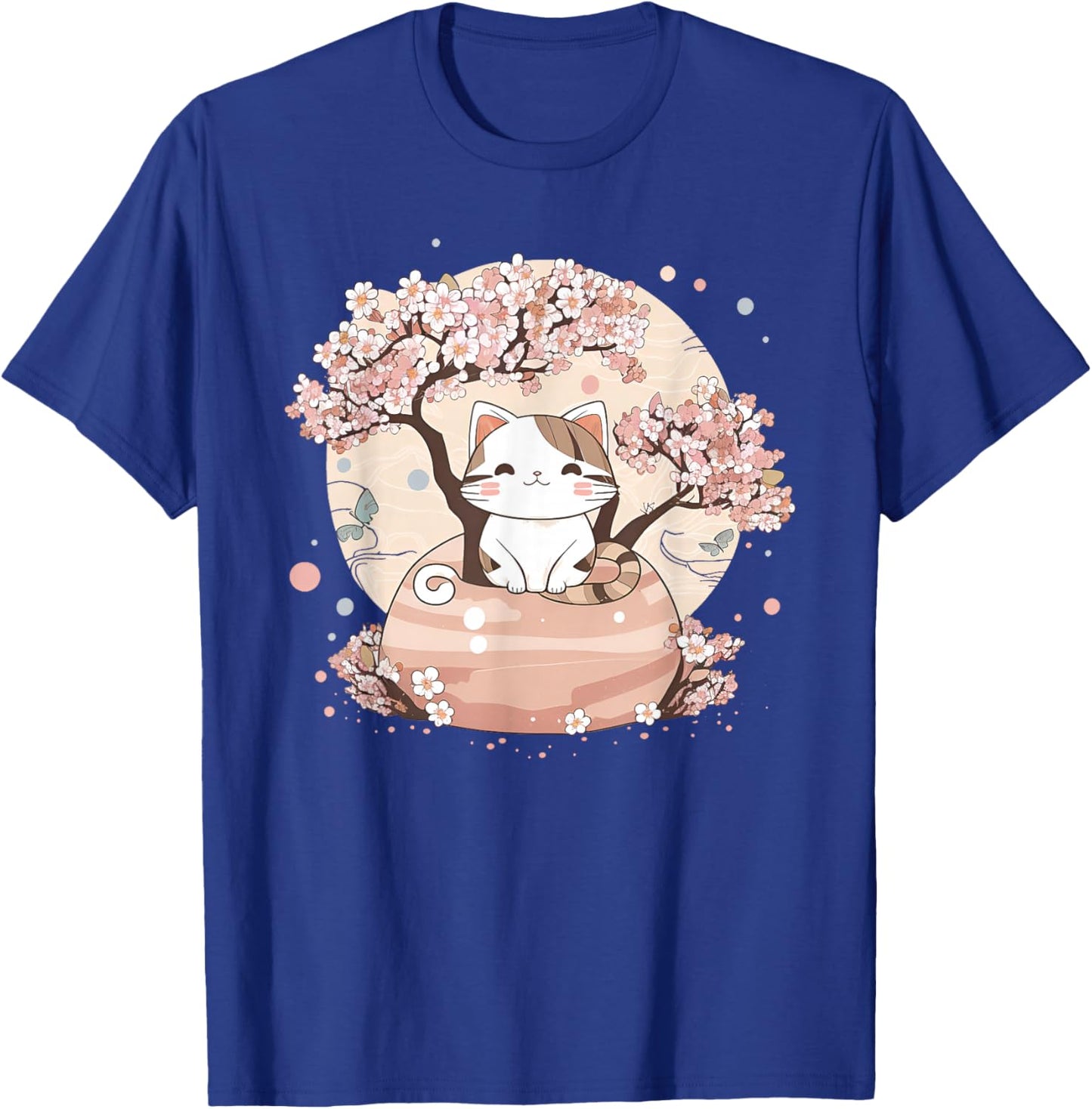 Cherry Blossom Tree Cat Japanese Aesthetic Vaporwave Anime T-Shirt - T-Shirt | Royal