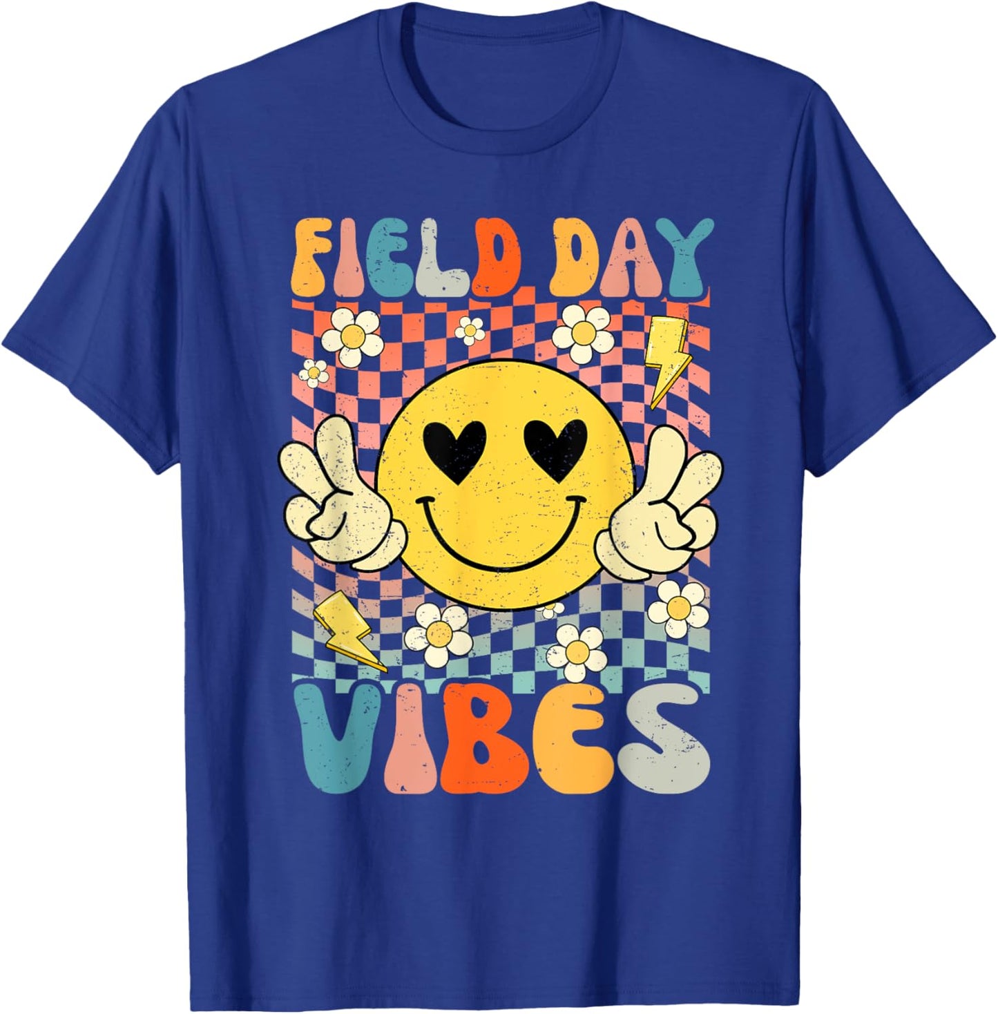 Field Day Vibes Fun Day Groovy Retro Field Trip Boys Girls T-Shirt - T-Shirt | Royal
