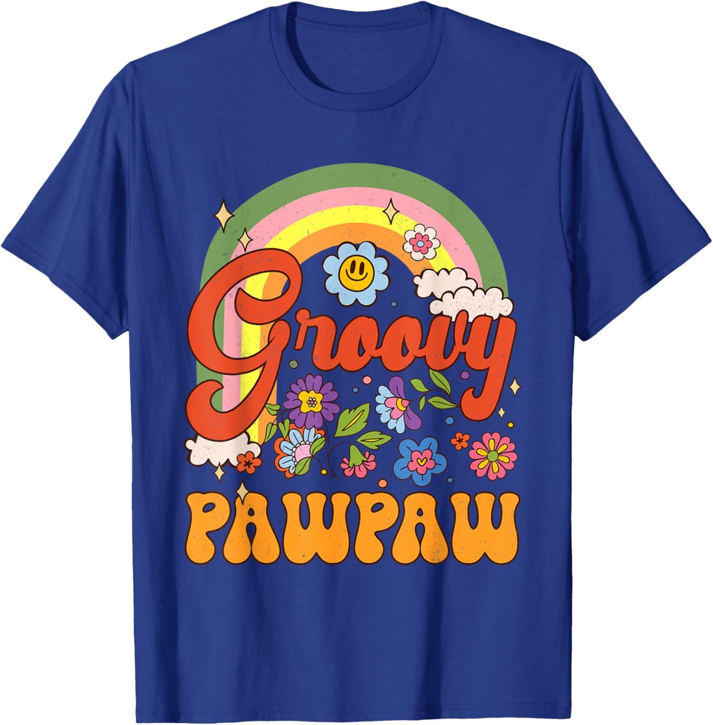 Groovy Pawpaw Hippie Rainbow Father's Day Dad Grandpa Men T-Shirt - T-Shirt | Royal