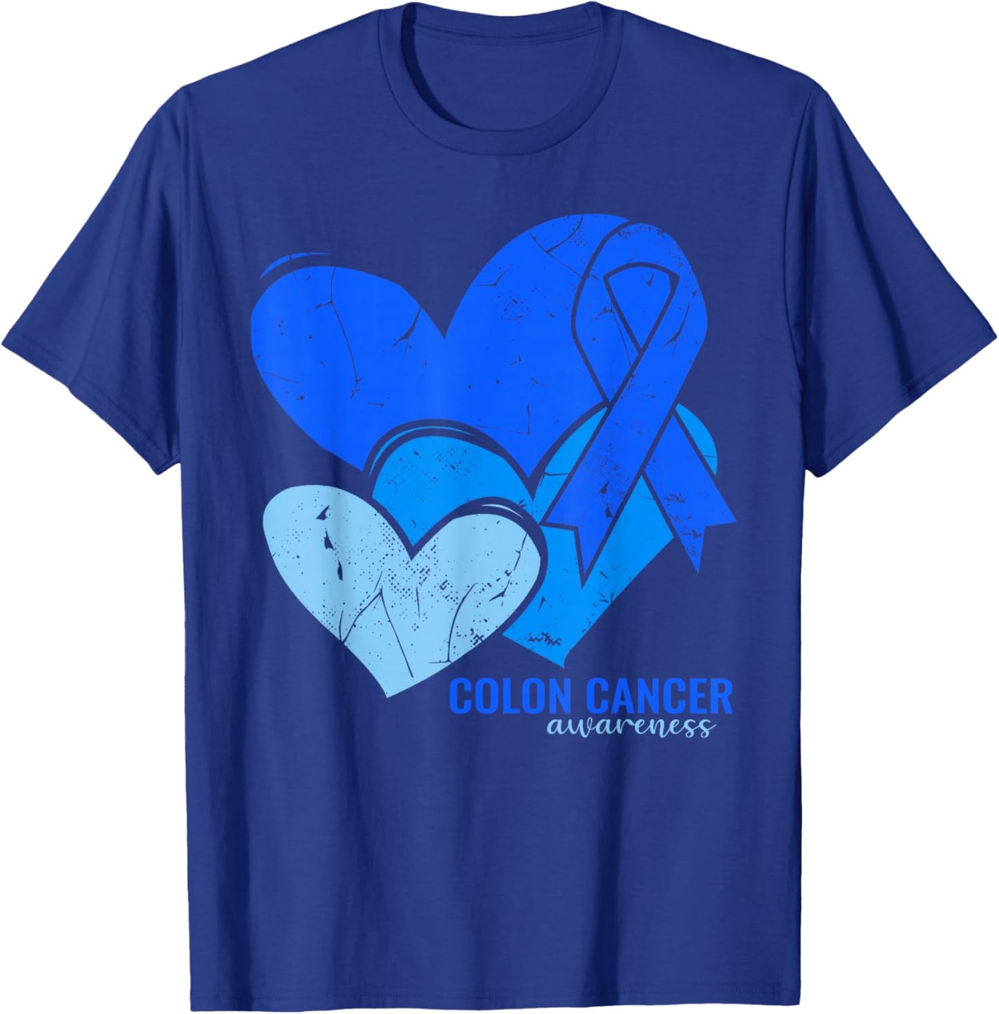 Colon Cancer Awareness Hearts T-Shirt - T-Shirt | Royal