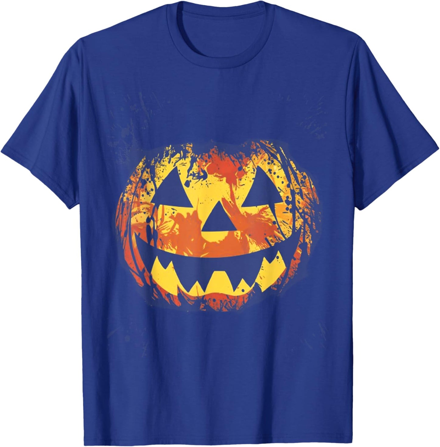 Orange Tie Dye Jack O Lantern Face Halloween T-Shirt - T-Shirt | Royal