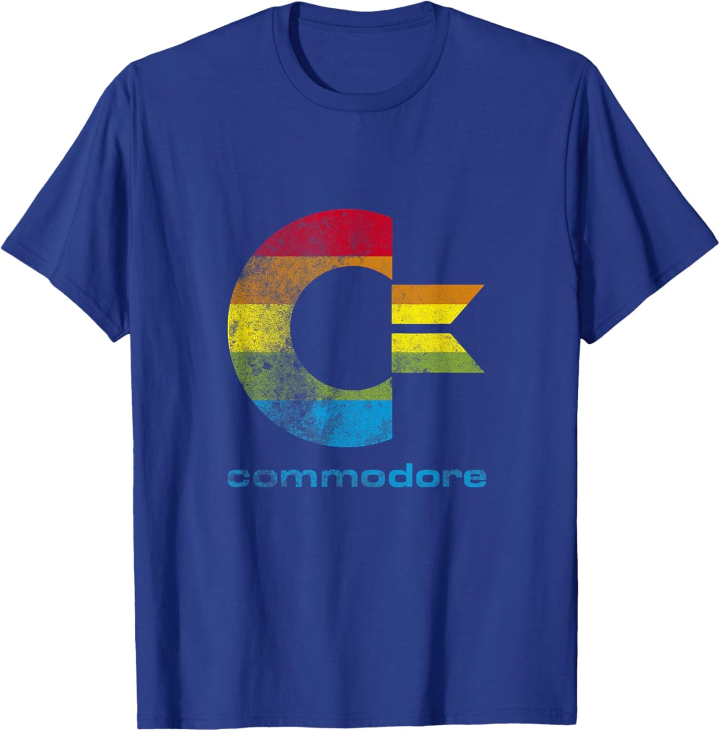 Commodore C64 - Capital Letter Rainbow Colour Stripes Effect T-Shirt - T-Shirt | Royal