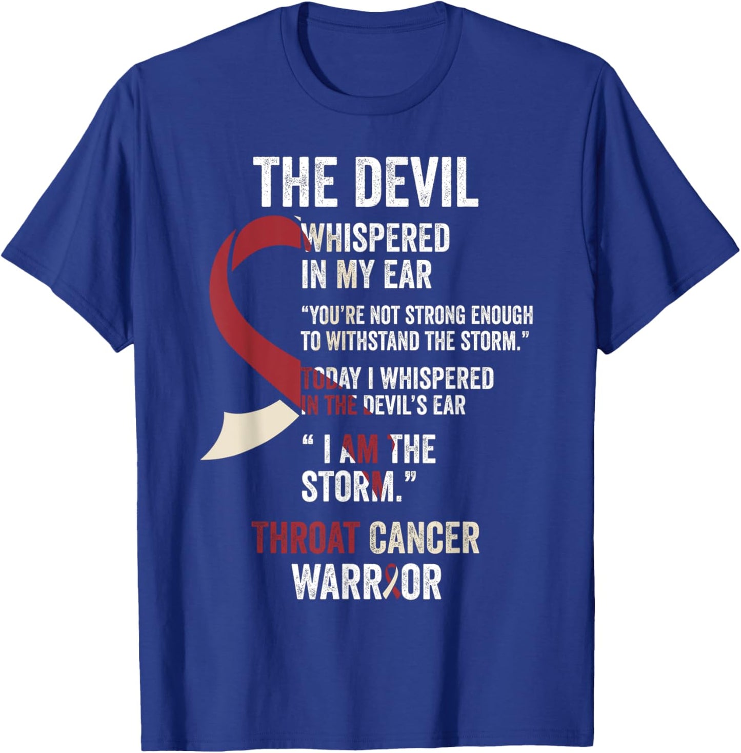 The Devil- Throat Cancer Awareness Supporter Ribbon T-Shirt - T-Shirt | Royal
