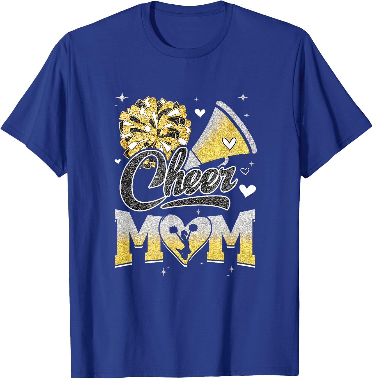 Cheer Mom Yellow Cheerleading Football Graphic T-Shirt - T-Shirt | Royal
